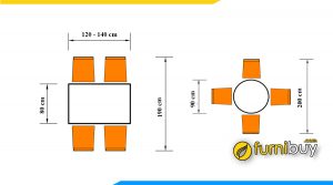 Kích thước bàn ăn 4 người bao nhiêu là chuẩn 2022 ?
